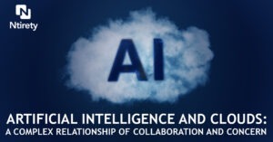 Photo of cloud with letters "AI" imposed on it.